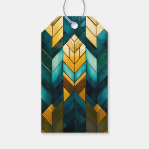 Elegant Modern Abstract Gold Teal Geometric Gift Tags