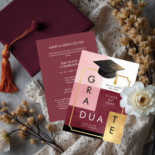 Elegant Modern Abstract Graduation Cap Party Invitation