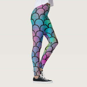 Elegant Modern Abstract Rainbow Scales Pattern   Leggings