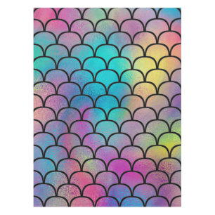 Elegant Modern Abstract Rainbow Scales Pattern Tablecloth