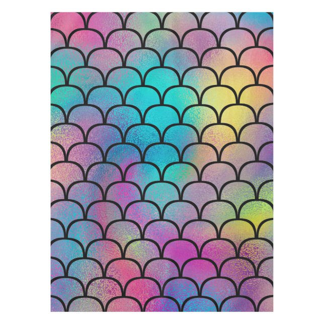 Elegant Modern Abstract Rainbow Scales Pattern | Tablecloth (Front)