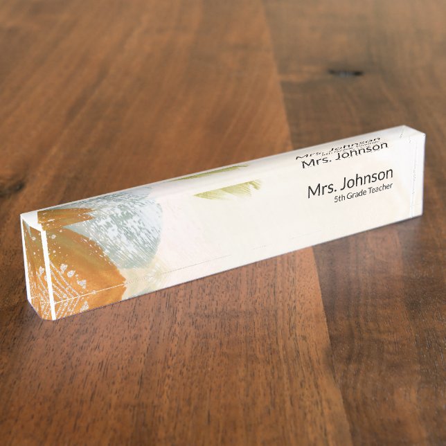 Elegant Modern Abstract Teacher Appreciation  Nameplate (Side)