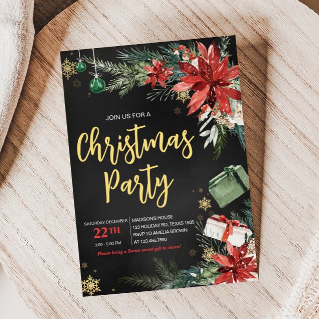 Elegant Modern Adult Company Christmas Party Invitation (Modern Elegant Adult Company Christmas Party Invitation)