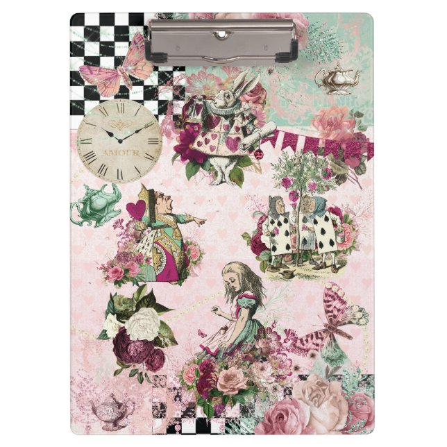 Elegant Modern Alice in Wonderland Clipboard (Front)