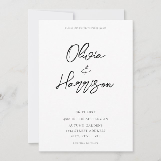 Elegant Modern All in One Budget Wedding Invitation (Front)