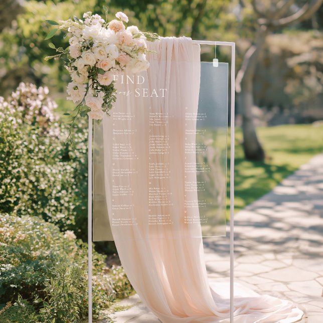 Elegant Modern Alphabetical Find Your Seat Wedding Acrylic Sign (Elegant Modern Alphabetical Find Your Seat Wedding Acrylic Sign)
