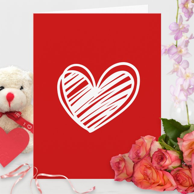 Elegant Modern Anniversary Red Heart Valentines Card (Creator Uploaded)