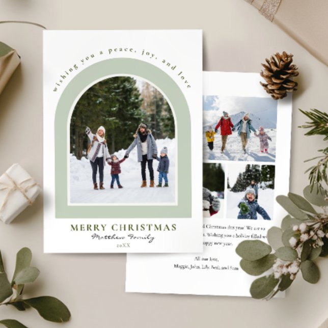 Elegant Modern Arch Multi Photo Christmas Holiday Card (Creator Uploaded)