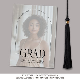 Elegant Modern Arch Overlay Grad  Vellum Invitations