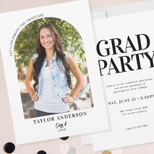 Elegant Modern Arch Photo Graduation Party Invitation