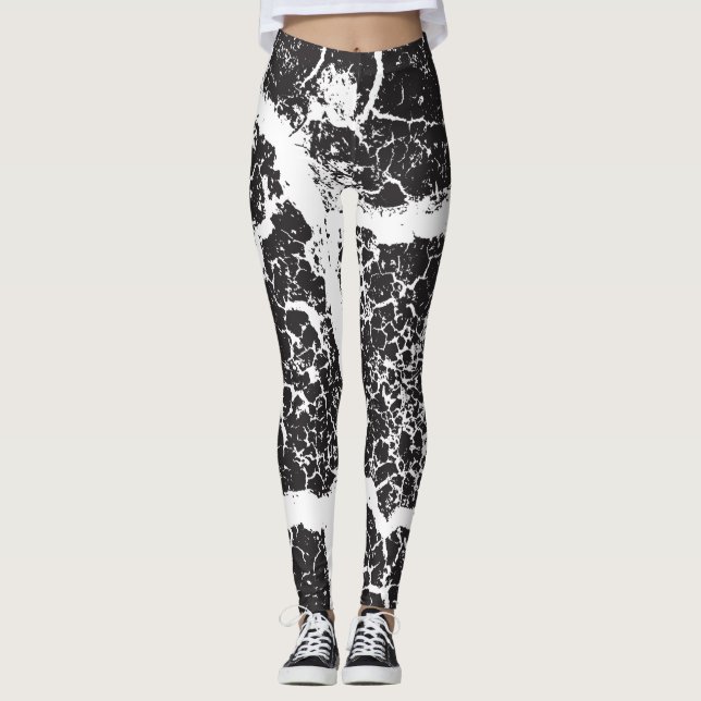 Elegant modern art black white leggings (Front)