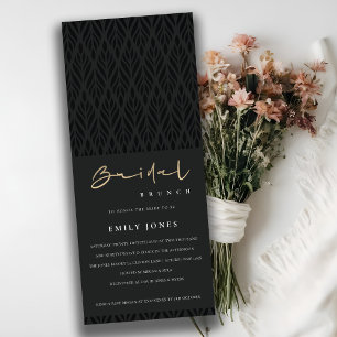 Elegant Modern Art Deco Black Gold Bridal Brunch Invitation