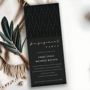 ELEGANT MODERN ART DECO BLACK GOLD FONT ENGAGEMENT INVITATION