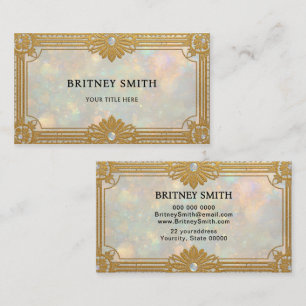 Elegant Modern Art deco opal beige agate Business Card