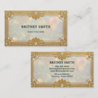 Elegant Modern Art deco opal beige agate Business Card
