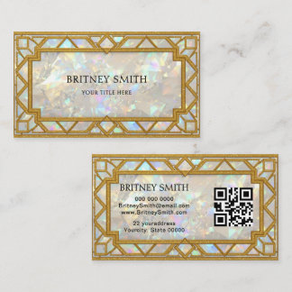 Elegant Modern Art deco opal beige agate Business Card