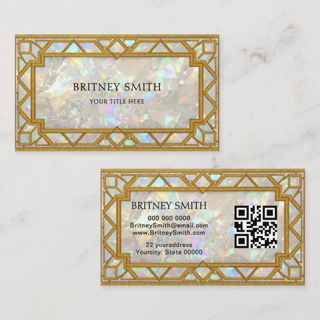 Elegant Modern Art deco opal beige  agate Business Card (Front/Back)