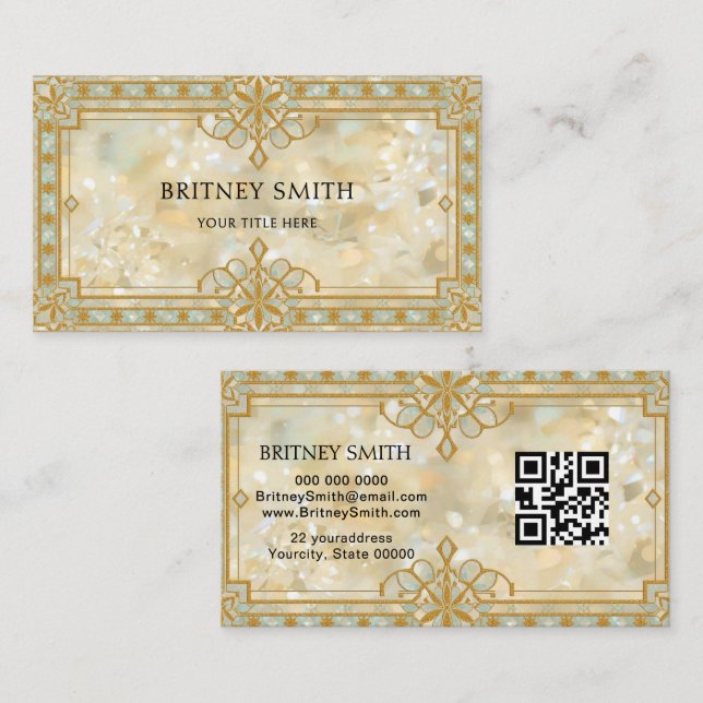 Elegant Modern Art deco opal beige  agate Business Card (Front/Back)