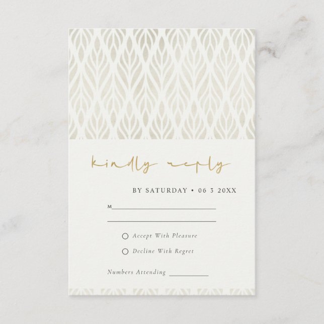 ELEGANT MODERN ART DECO WHITE SILVER WEDDING RSVP ENCLOSURE CARD (Front)