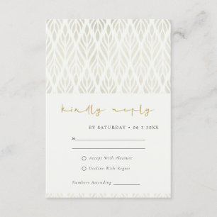 ELEGANT MODERN ART DECO WHITE SILVER WEDDING RSVP ENCLOSURE CARD