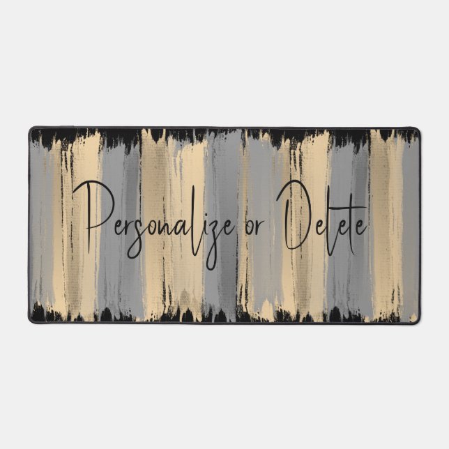 Elegant Modern Art Taupe Silver Grey Luxury Classy Desk Mat (Front)