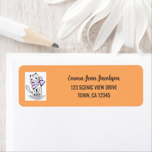 Elegant Modern Artsy Cat Mom Return Address  Label