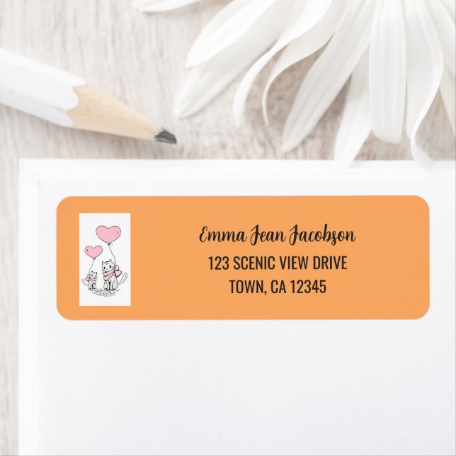 Elegant Modern Artsy Cat Mother Return Address  Label (Insitu)