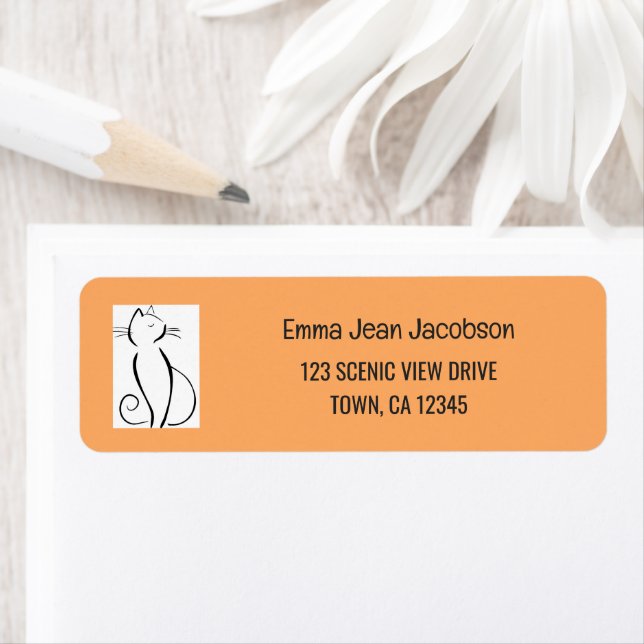 Elegant Modern Artsy Cat Mum Return Address  Label (Insitu)