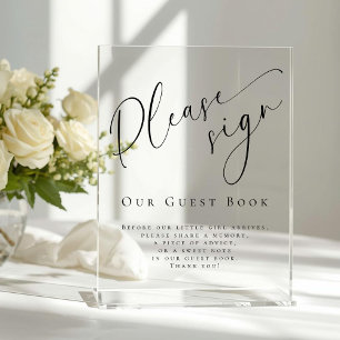 Elegant Modern Baby Shower Guest Book Acrylic Sign