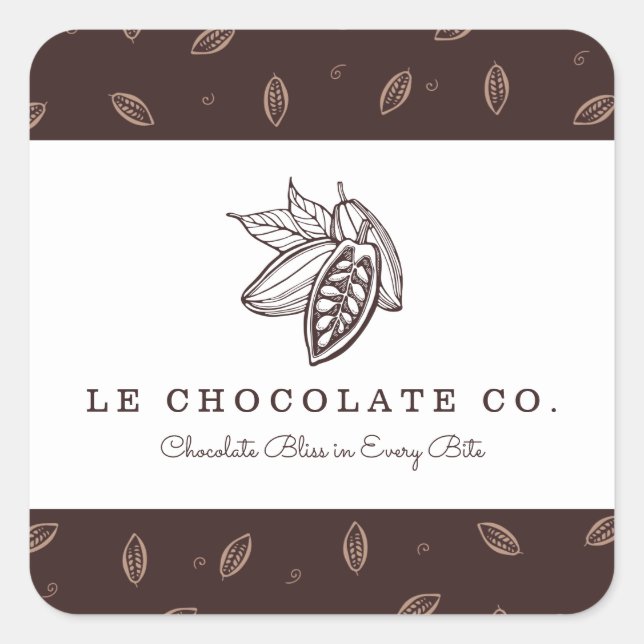 Elegant Modern Baker Cocoa Bean  Square Sticker (Front)