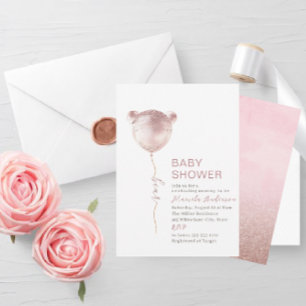 Elegant Modern Bear Baby Shower Invitation
