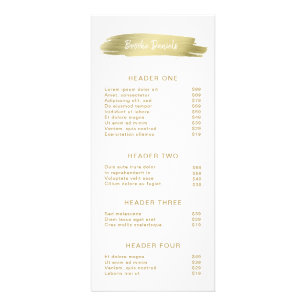 Elegant Modern Beauty Salon Gold Price List Rack Card