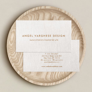 Elegant Modern, Beige Linen Professional Business Card