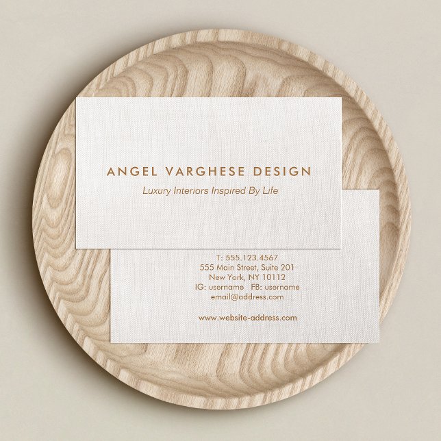 Elegant  Modern, Beige Linen Professional  Business Card (Creator Uploaded)