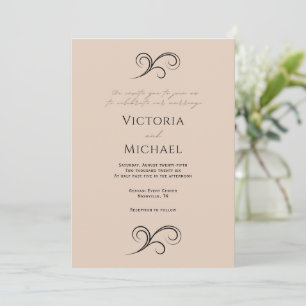 Elegant Modern Beige Wedding Invitation
