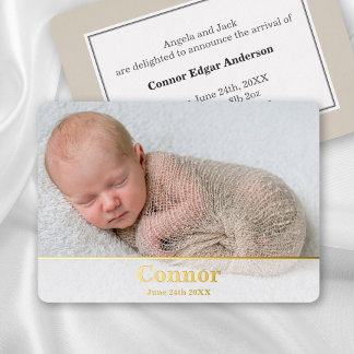 Elegant Modern Birth Announcement - Photo and Foil