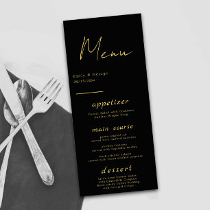 Elegant Modern Black And Gold Classy Chic Wedding Menu