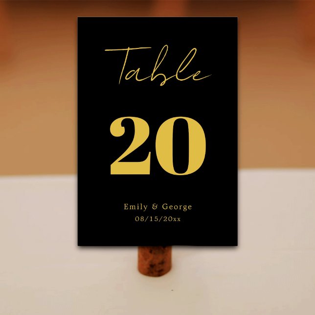 Elegant Modern Black And Gold Classy Chic Wedding Table Number (Creator Uploaded)