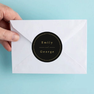 Elegant Modern Black And Gold Classy Wedding Classic Round Sticker