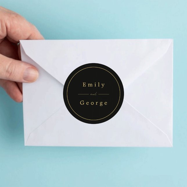 Elegant Modern Black And Gold Classy Wedding Classic Round Sticker (Creator Uploaded)