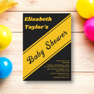Elegant Modern Black And Gold Luxury Baby Shower Invitation