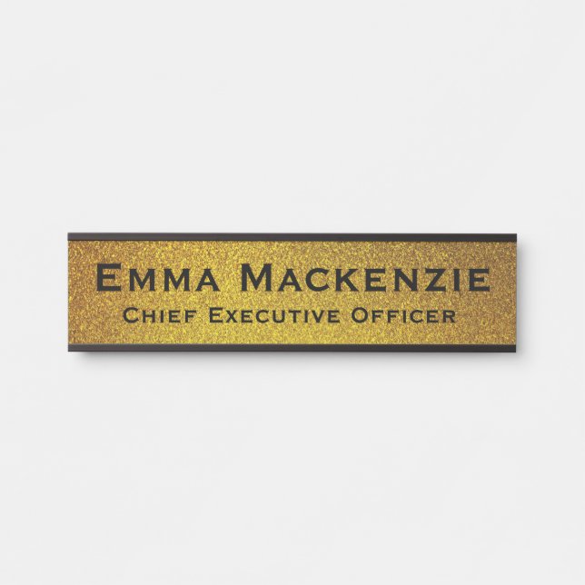 Elegant Modern Black and Gold Office Door Sign (Front)