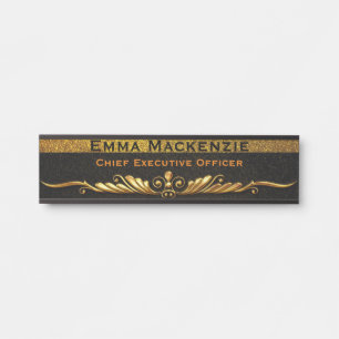 Elegant Modern Black and Gold Office Door Sign