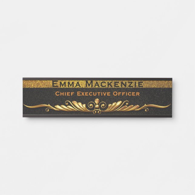 Elegant Modern Black and Gold Office Door Sign (Front)