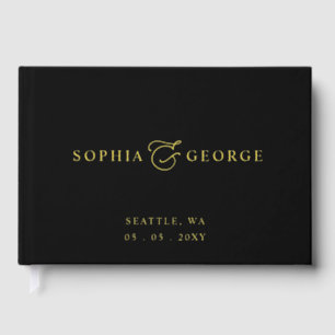 Elegant Modern Black and Gold Wedding Guest Book