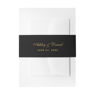 Elegant Modern Black and Gold Wedding Invitation Belly Band