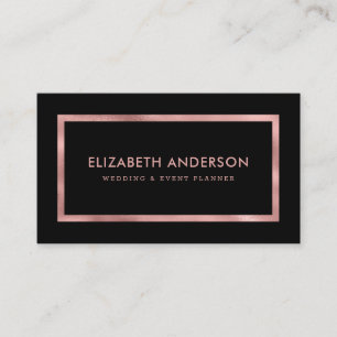 Elegant Modern Black and Rose Gold Foil Business Card