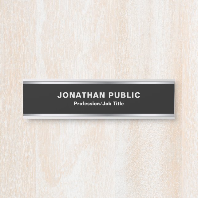 Elegant Modern Black And Silver Glamour Luxury Door Sign (Front)