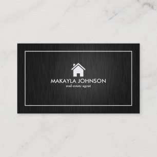 Elegant & Modern Black and Silver Real Estate Business Card