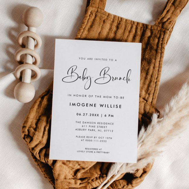 Elegant & Modern Black and White Baby Brunch Invitation (Creator Uploaded)
